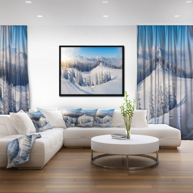 « winter montagnes panorama », reproduction de photo sur toile tendue encadrée, H 12 po x l 20 po x P 1 po
