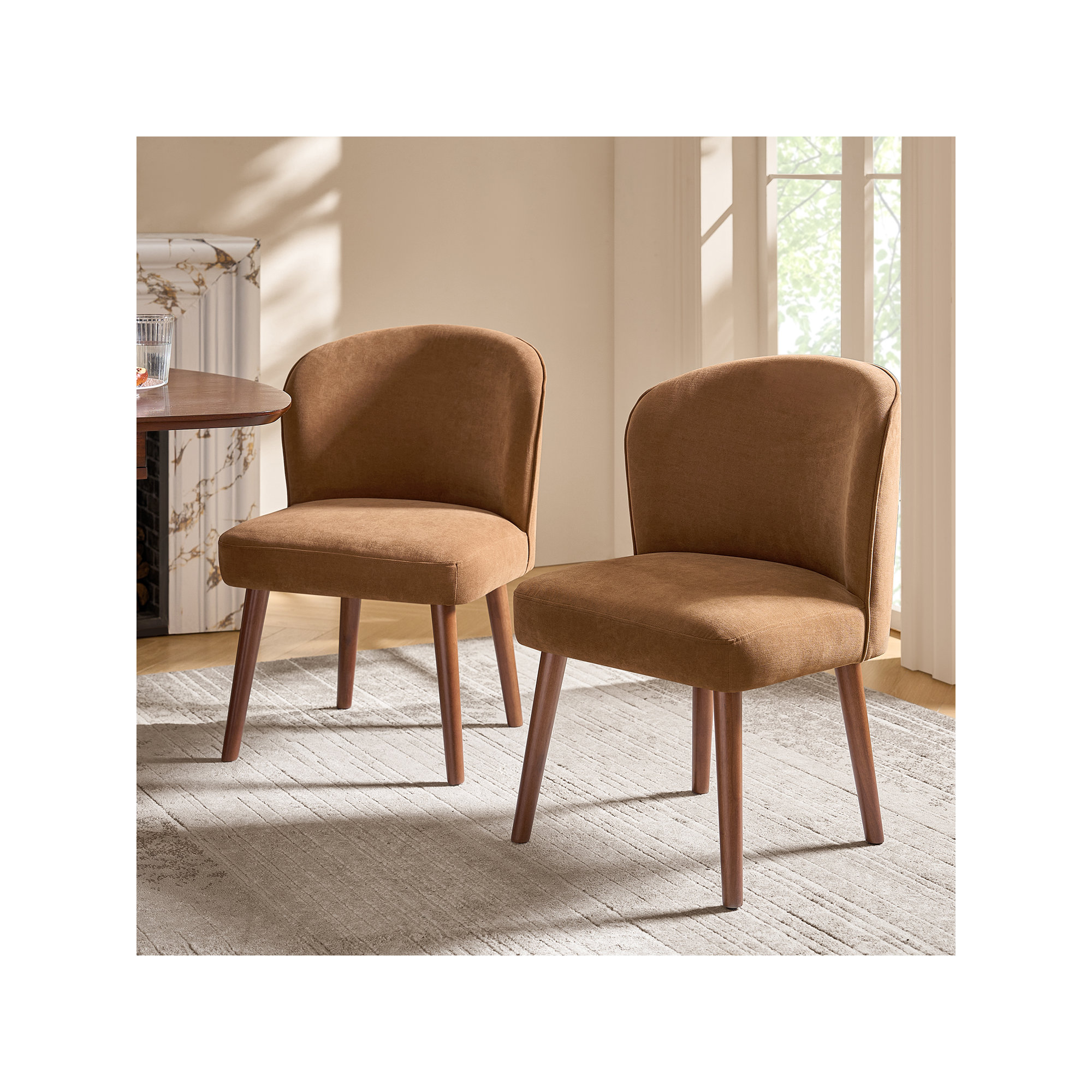 Davia Upholstered Dining Chair, Caramel