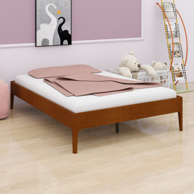 Modern Minimalist Platform Bed Frame with Integrated Reinforced Slat Support