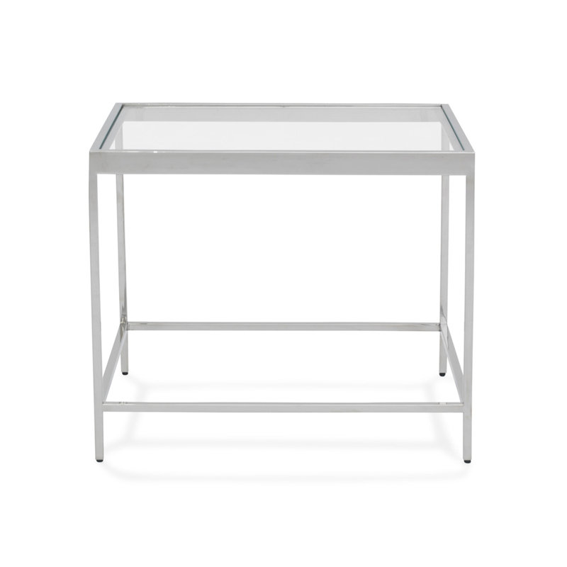 Vienna Side Table - Glass  Top, Polished Stainless Steel