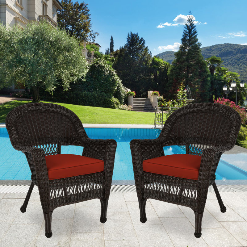 Chaise de patio avec coussins Burrowes, Rouge, Espresso