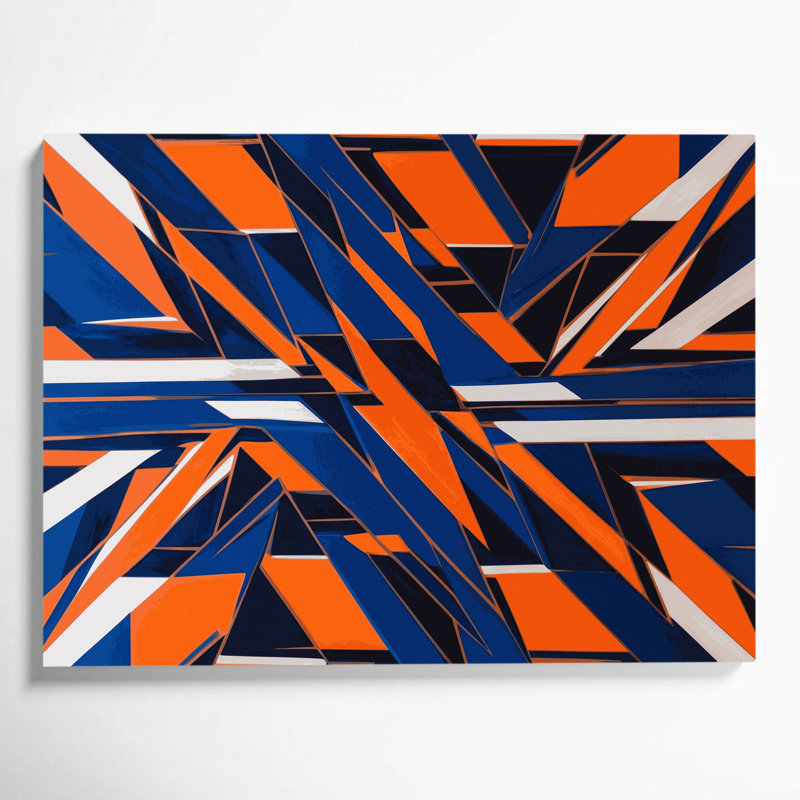«Hard Edge», art mural sur toile bleue, H 11 po x l 14 po