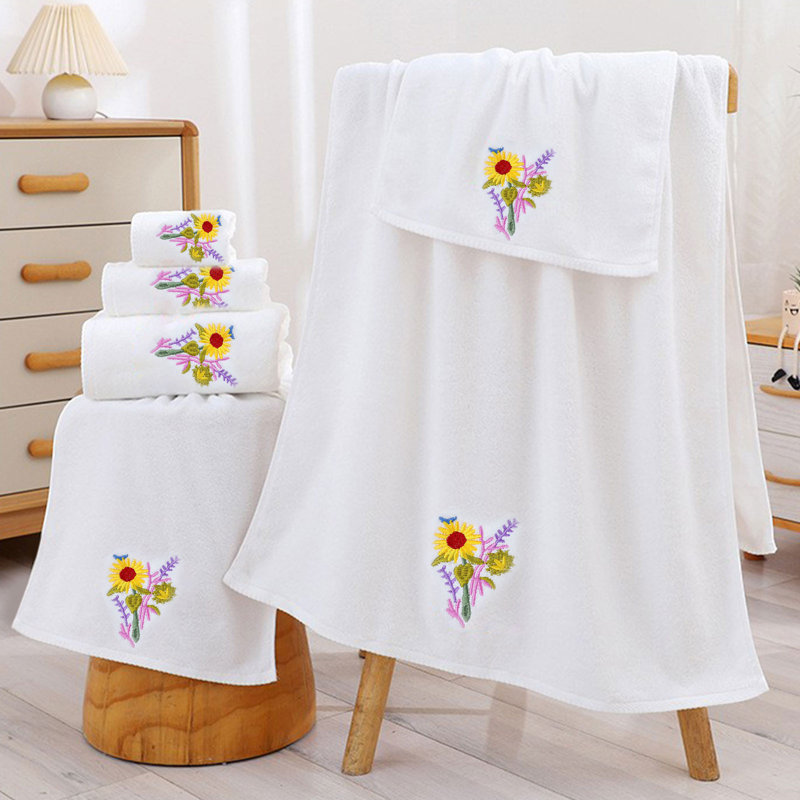 Soft Cotton 6 Piece Halloween Towel Set, Absorbent Quick Drying Bath Hand And Square Towels For Home, 27.6x55.1in White, C