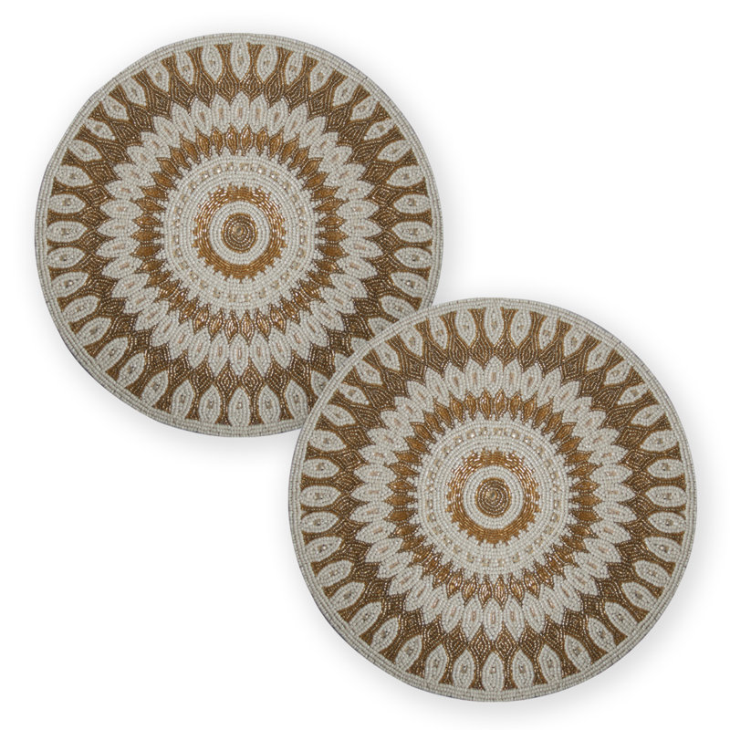 Ensemble de 2 napperons en polyester brodés de polyester
