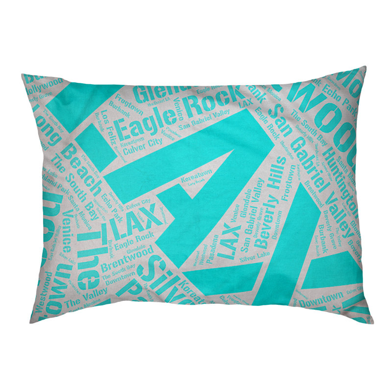 Coussin de chien « districts », Grand (l 40 po x P 30 po x H 14 po), Cyan, Los Angeles