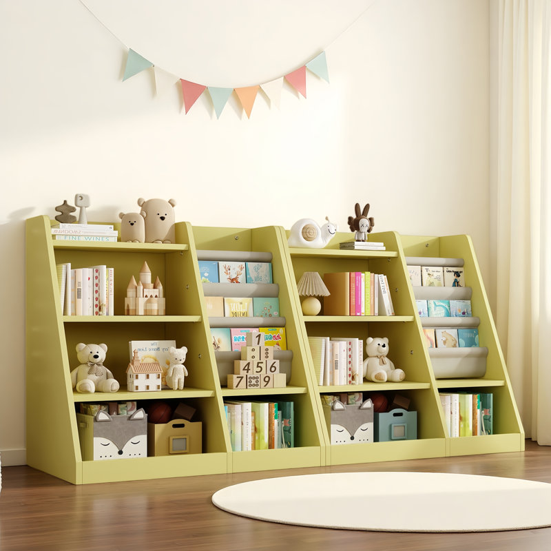 Aseya Montessori Magic Bookshelf | Front-Facing Book Castle for 3+ Kids’ Reading & Organization, Yellow