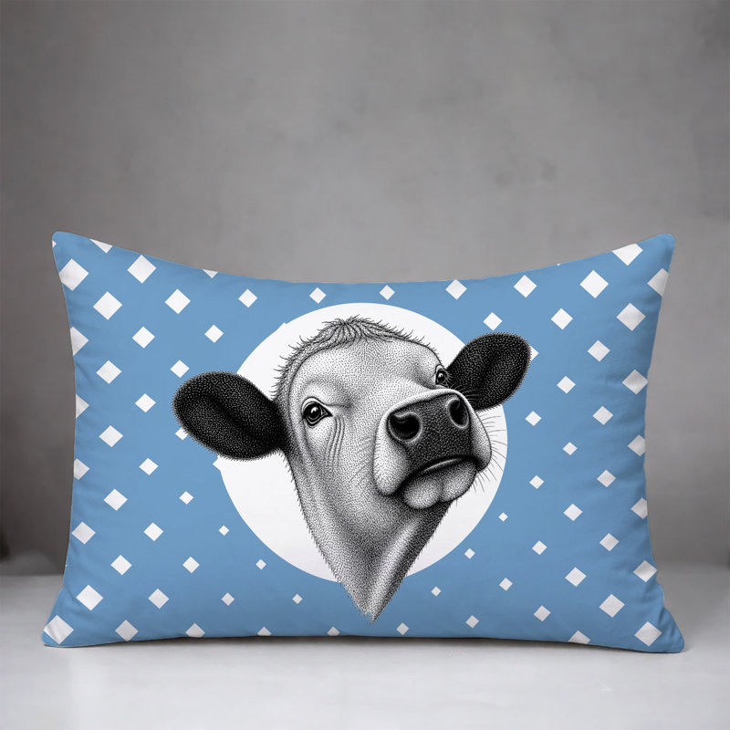 Coussin réversible intérieur / extérieur Cow, 20 po x 14 po, Bleu