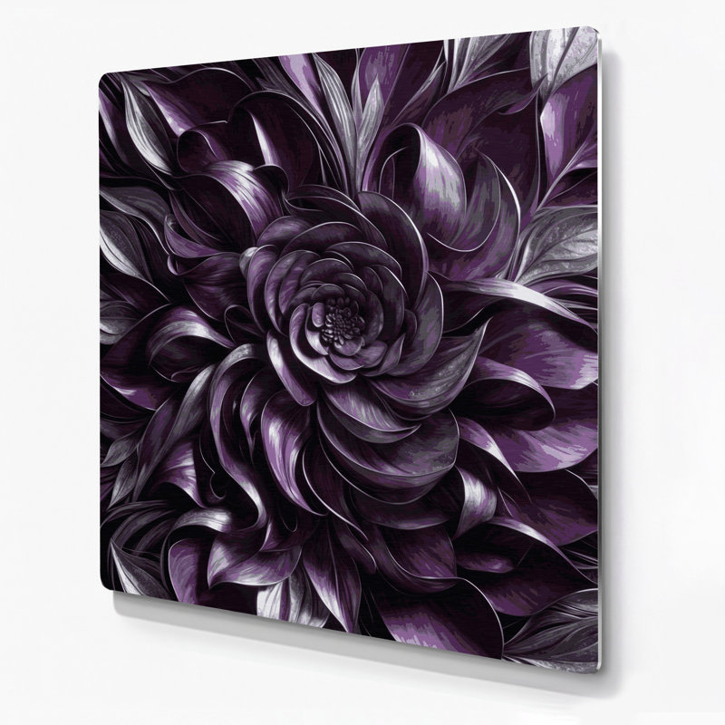 «Abstract Florals 29», art mural en métal mauve, H 12 po x l 12 po