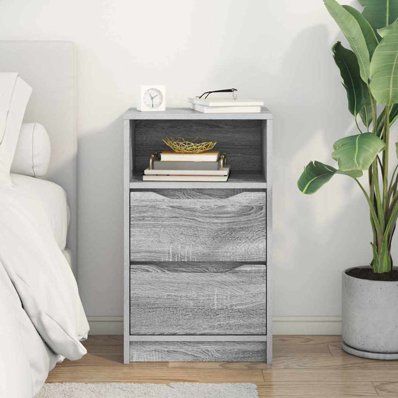 40cm W Manufactured Wood Bedside Table, Grey Sonoma