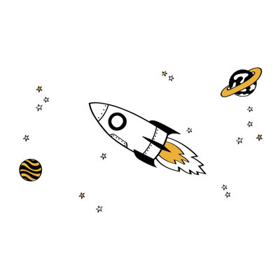 Rocket and Stars Wall Stickers
