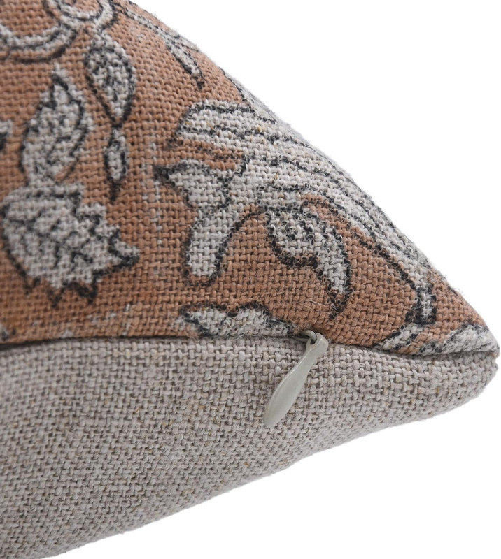 Housse de coussin intérieur / extérieur Floral Linen, 14 po x 36 po, Brun floral 1, Rectangulaire