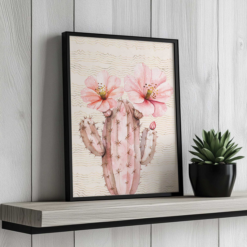 «Cactus Charm II» par lettrage et doublure, L 18 po x H 24 po, Brun, Impression encadrée
