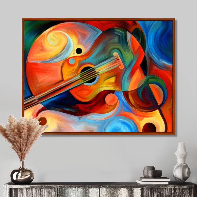 «Music and Rhythm - Abstract», reproduction d'art sur toile encadrée, H 34 po x l 44 po, Brun, Cadre flottant