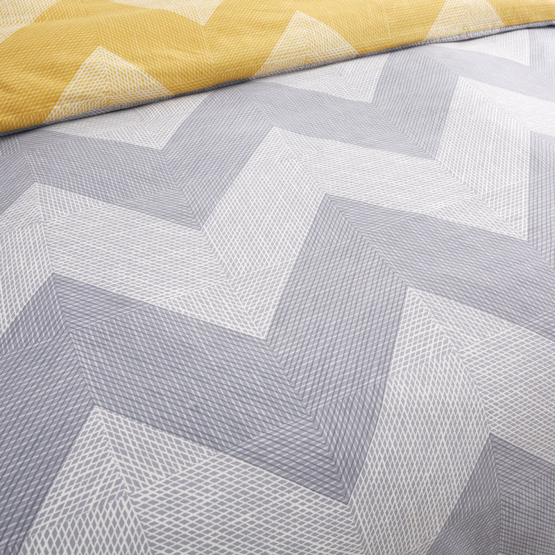 Chevron Geo Two Pack Duvet Cover Set, Grey Ochre, Single (135 x 200cm) Duvet Cover