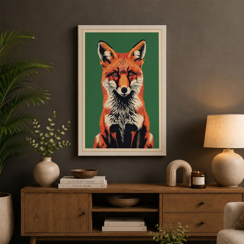 Fox Gaze Modern - Wrapped Canvas, 18x12 - 45.7 x 30.5 cm, Ochre Border