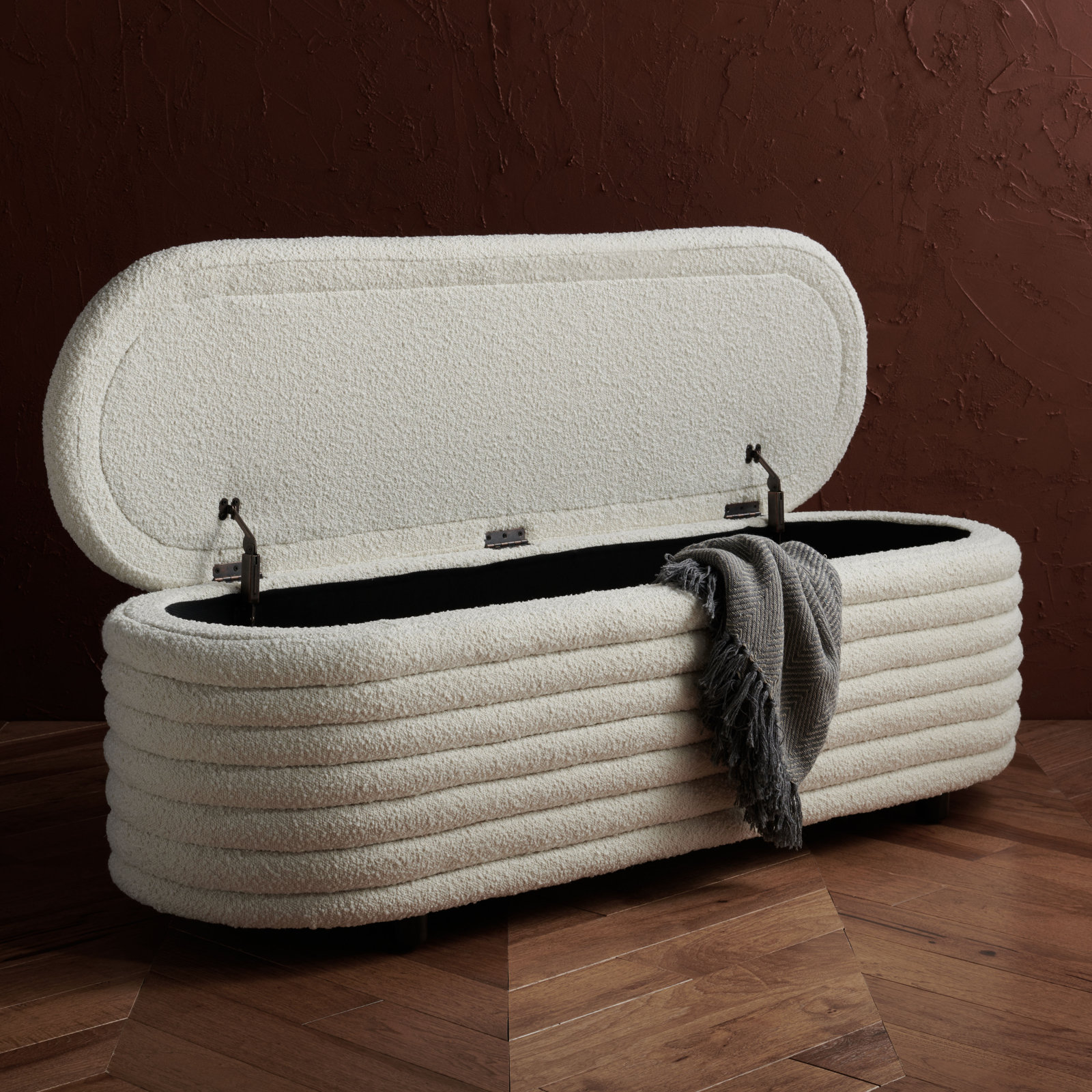 Delray 60" Linen Bedroom Bench, Ivory