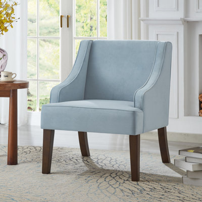 Fauteuil d'appoint Mid-Century moderne, fauteuil rembourré en tissu avec pieds en bois massif, fauteuil de lecture pour le salon, la chambre à coucher, le bureau - VELVET SEAGLASS