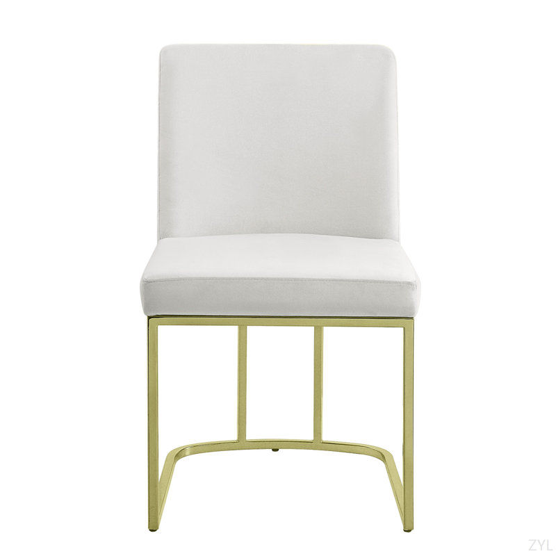 Ensemble de 2 chaises d'appoint en velours blanc et finition dorée