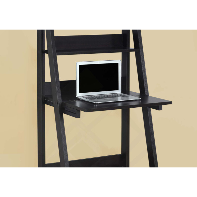 Bureau d'ordinateur, bureau personnel, ordinateur portable, incliné, travail, tablettes de rangement, contemporain, moderne