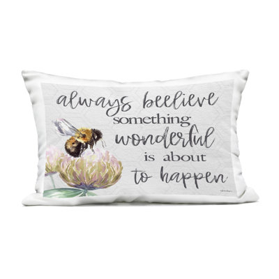 Always Believe Something Wonderful Outdoor Printed Pillow, design by Susie Boyer, 14 x 7 x 20