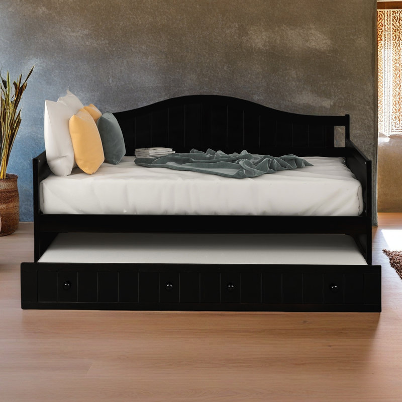 Twin Wooden Daybed With Trundle Bed, Espresso
