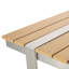 Table de salle à manger légère en aluminium avec lattes en faux bois