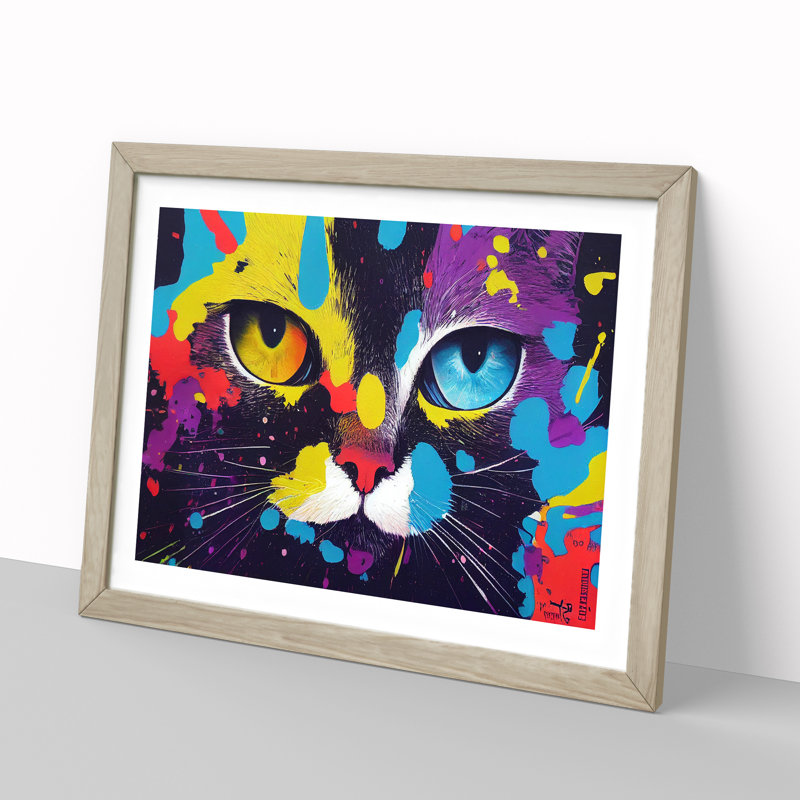 Cat Splash Vol.1 Abstract - Framed Print, 25cm H x 34cm W x 2cm D, Oak