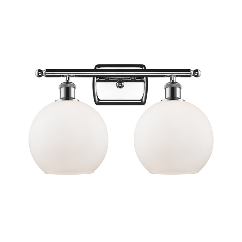 Baptista 2 - Light Dimmable Vanity Light, 6 Watt Vinage LED Bulb, Polished Chrome, Cased Matte White