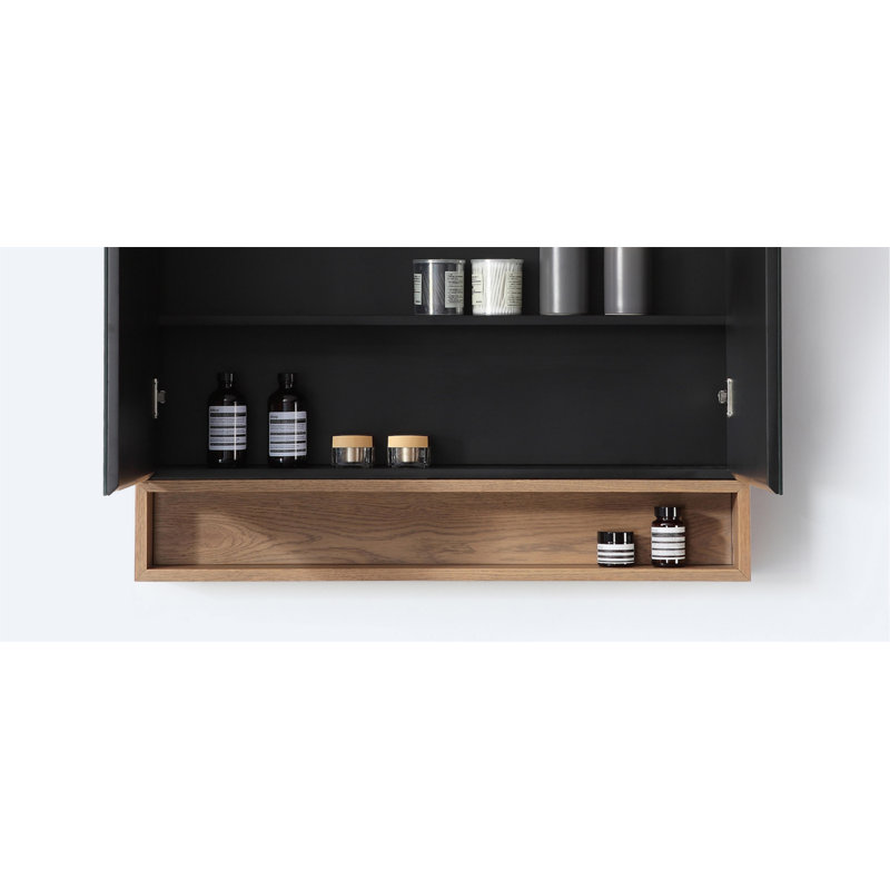 Bergen 36" Medicine Cabinet, Matte Black/Pecan Oak