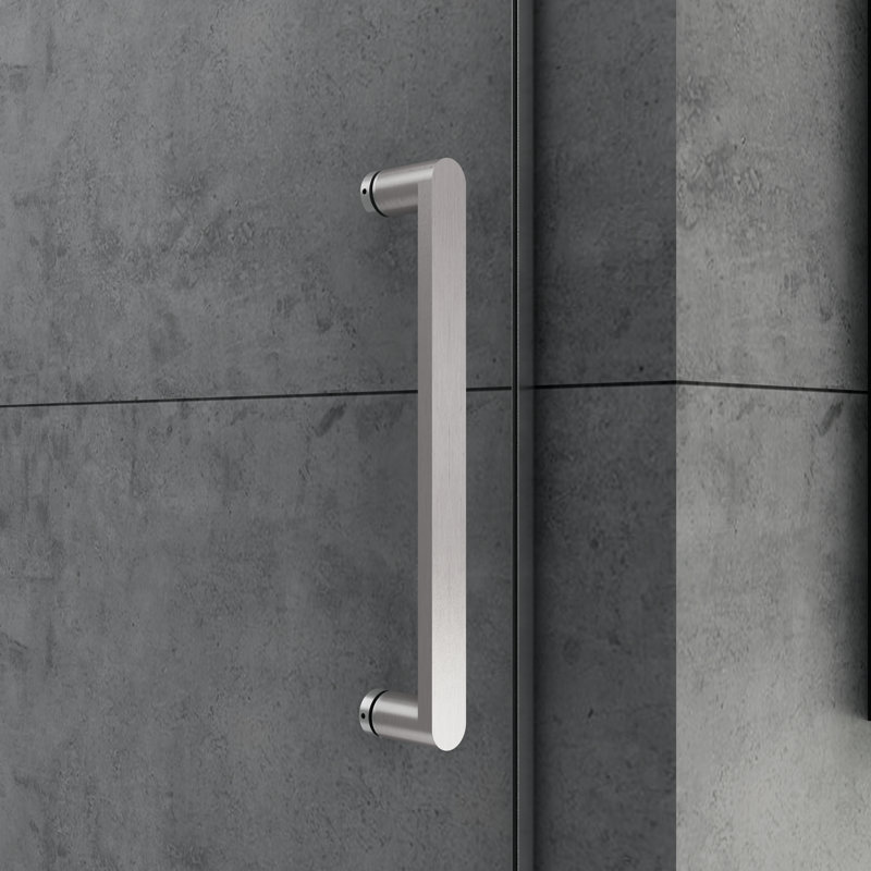 Porte de douche coulissante simple sans cadre de 56 à 60 po x H 76 po avec traverse supérieure réglable en largeur, verre trempé certifié ANSI et SGCC de 5/16 po (8 mm), finition nickel