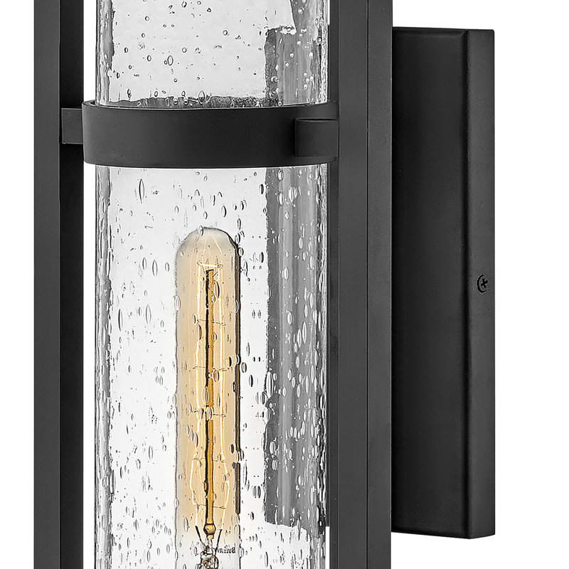 Cordillera Seeded Glass Outdoor Wall Lantern, Black, 20" H x 7.5" W x 7" D