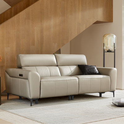 2-Piece Dual Motor Genuine Leather Zero Wall Sofa With Power Headrest