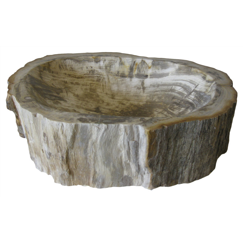 Novatto 17'' Brown And Tan Stone Specialty Bathroom Sink, Brown/Tan, Brushed Nickel