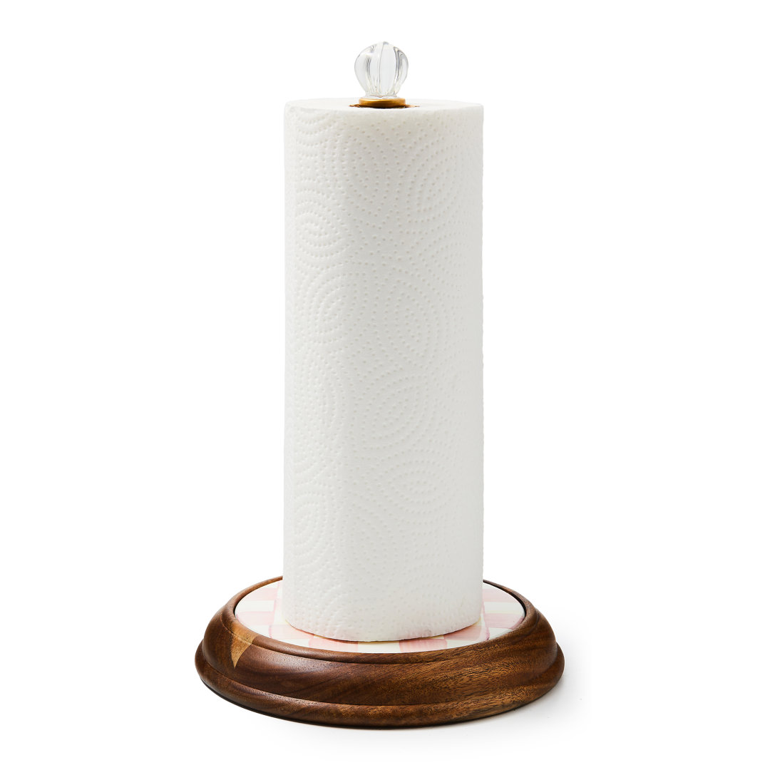 Rosy Check Wood Paper Towel Holder MacKenzie-Childs