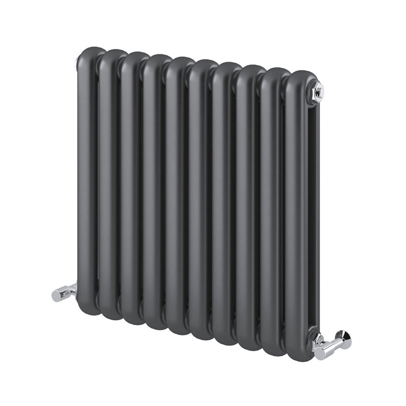 Horizontal Oval Panel Radiators, Grey, 60 cm H x 62.2 cm W x 10 cm D