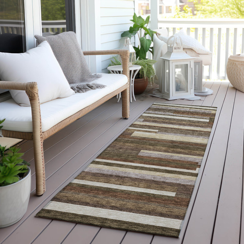 Malchow Flatweave Washable Striped Indoor / Outdoor Rug, Runner 2'3" x 7'6"