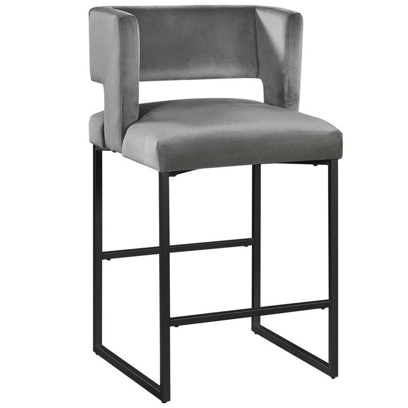 Ensemble de 2 tabourets de comptoir 27 po Modern, Gris, Noir mat