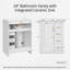 Meuble-lavabo autoportant 24 po en MDF + fer avec plateau à 3 tiroirs et portes à fermeture douce blanc intégré-130918319-130918322