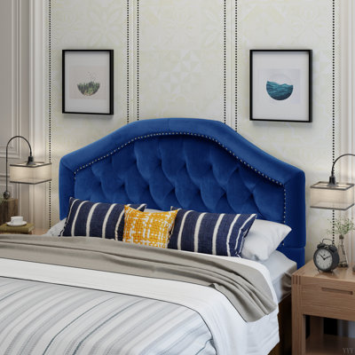 Tête de lit tapissier capitonnée de taille grand, tête de lit en bois massif avec pieds en métal durables, tête de lit grand à hauteur réglable avec garniture cloutée dans la chambre à coucher
