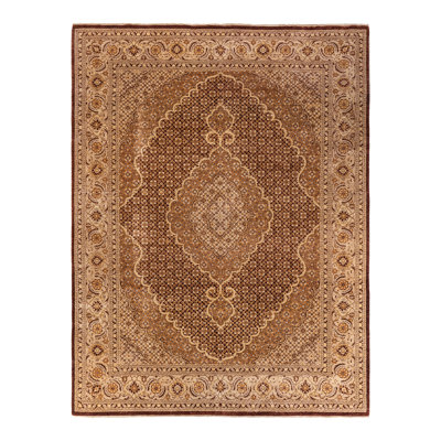 One-of-a-Kind 9' 2" X 12' 1" 2010s Wool Area Rug in Brown