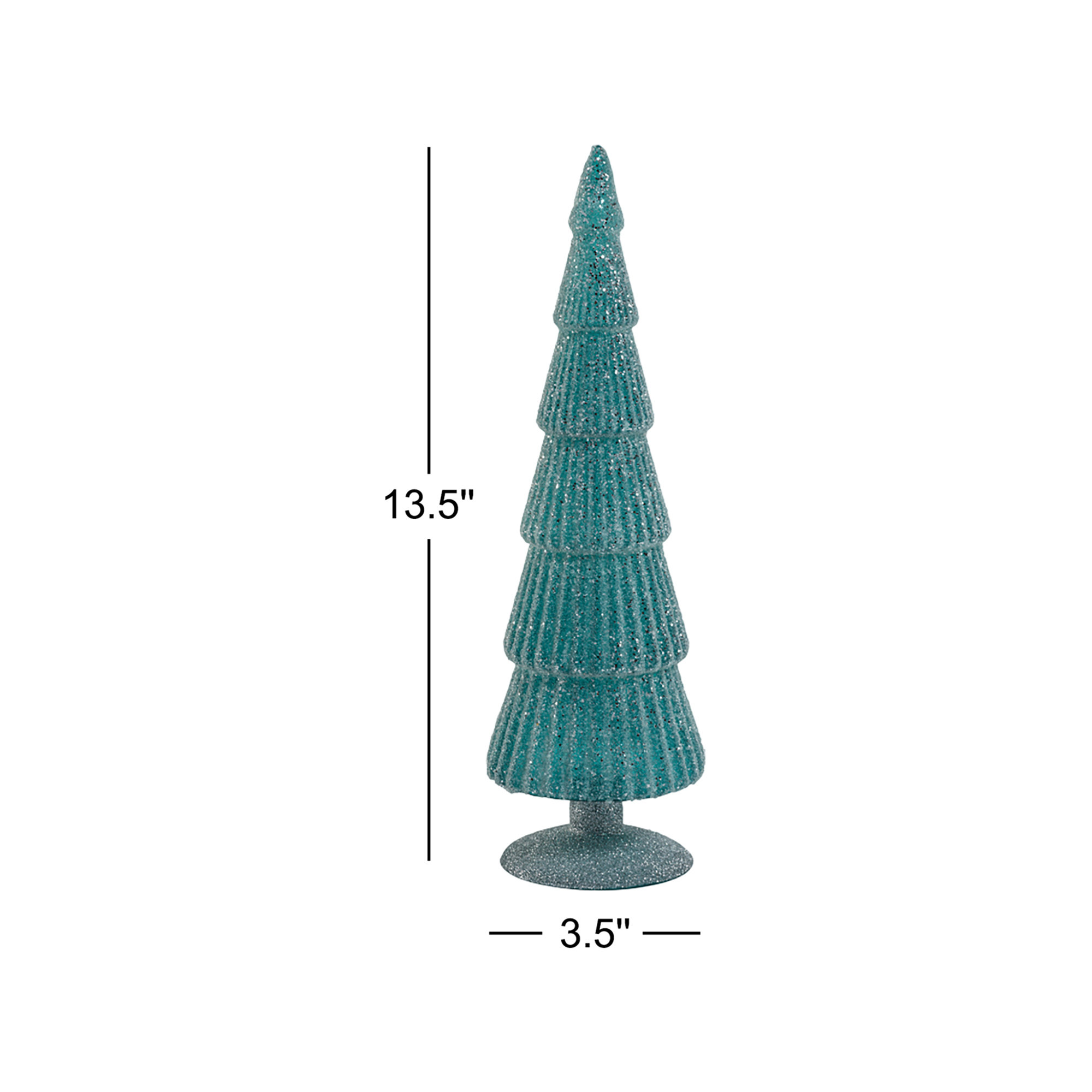 Amaryllis Glass Tree on Glitter Base, Blue/Silver, 13.5" H x 3.5" W x 3.5" D