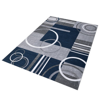 Tapis décoratif lavable à motif géométrique moderne, tapis de sol contemporains antidérapants, tapis d'intérieur doux et résistant aux taches pour la chambre à coucher, la chambre de bébé et le salon