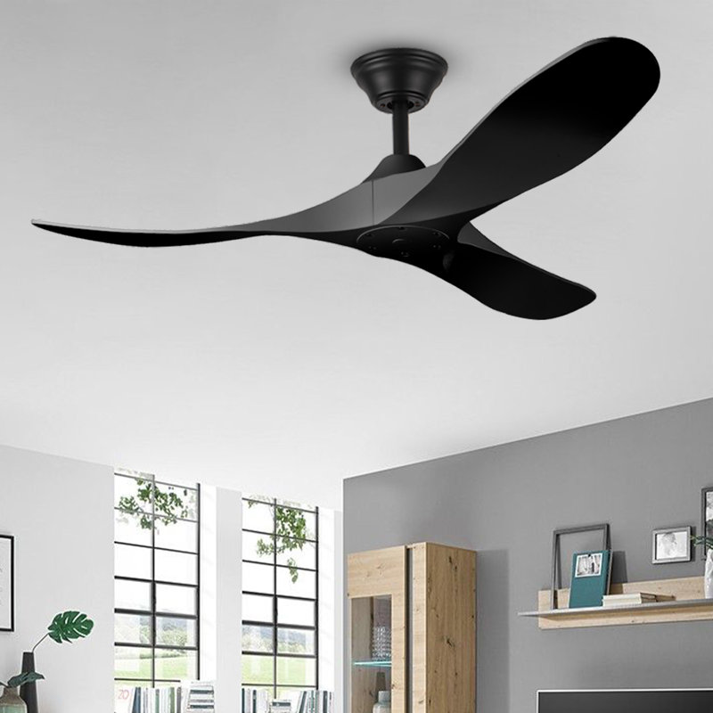 Ventilateur de plafond réversible à moteur à courant continu avec pales en bois massif de qualité supérieure et contrôle intelligent basé sur l'application, convenant aux chambres à coucher, aux salons et aux patios couverts