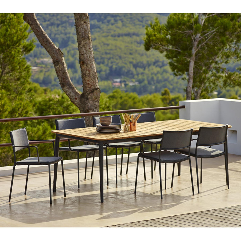 Core Outdoor, Aluminum Taupe, 35.5" W x 107.9" L x 29" H, Teak