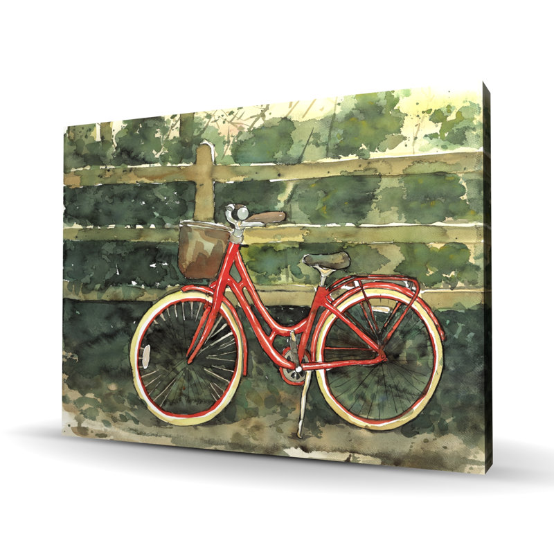 «Riding in the Woods» par bicyclette - décor de toile beige