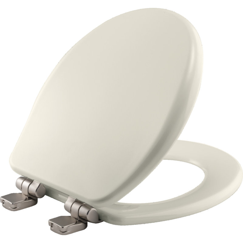 Siège de toilette rond en bois Alesio, Noir, Chrome