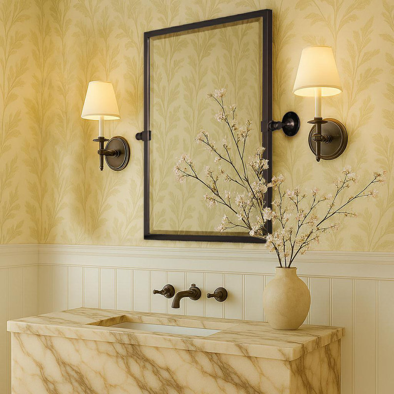 Metal Rectangle Mirror, 24" x 20", Oil Rubbed Bronze