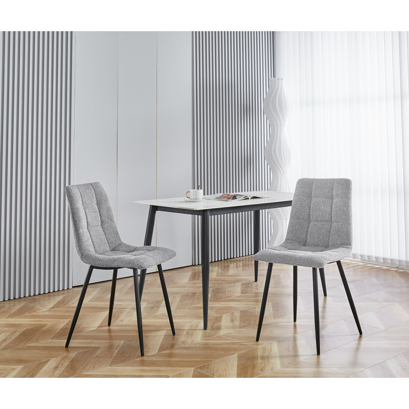 Kashlyn Tufted Fabric Dining Chairs with Steel Legs, Gray