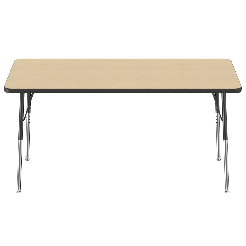 Table rectangulaire d'activité rectangulaire avec pieds réglables, Érable / noir, 30" x 60", Roulement pivotant standard