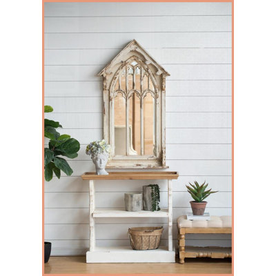 Charming French Country White &amp; Natural Wood Coffee Table Shelf – 3-Tier Space-Saving Storage for Living Room